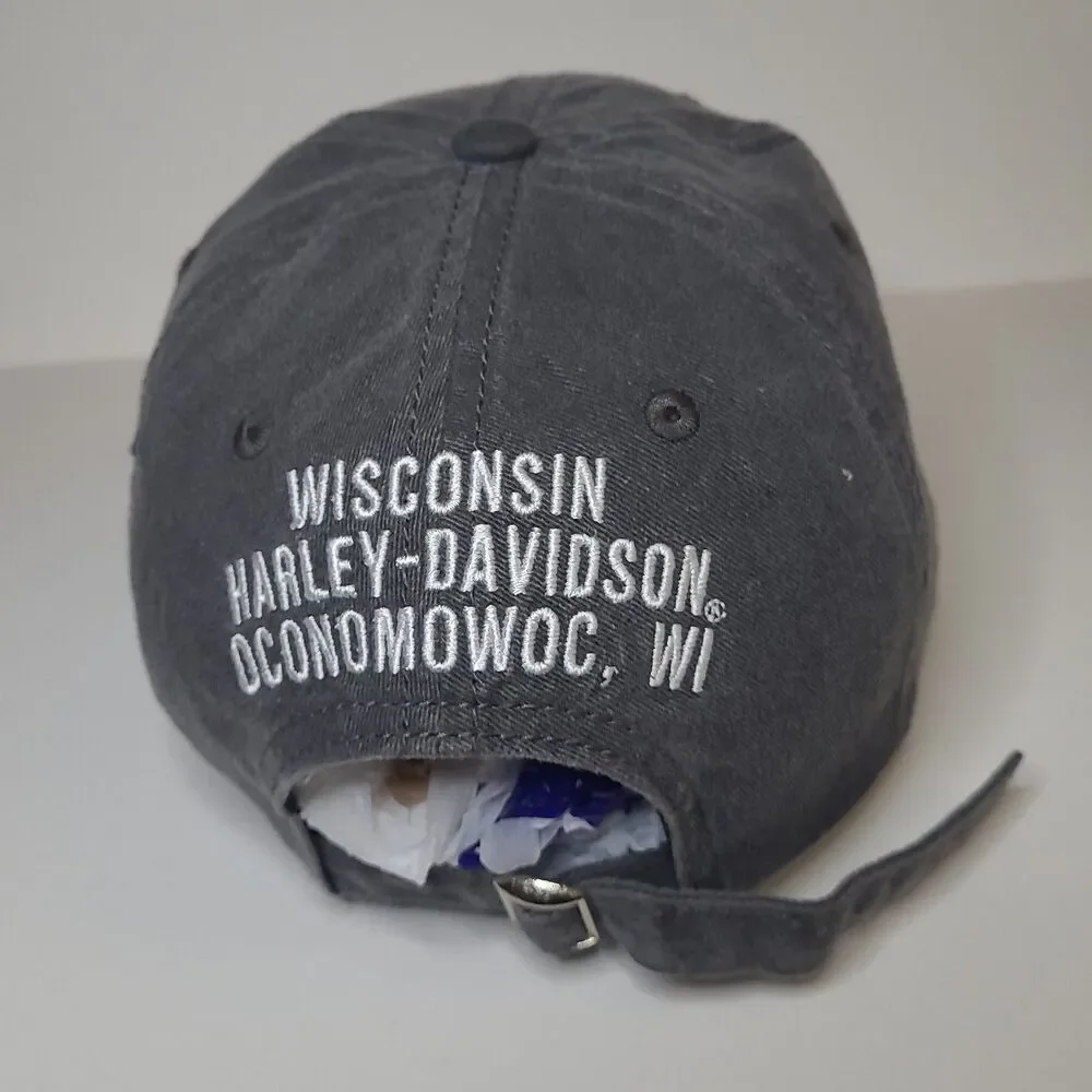 Vtg Harley Davidson Wisconsin adjustable Strapback hat